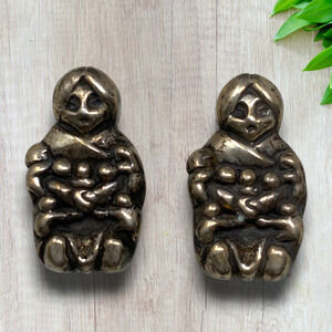 Vintage 1993 Betty Thomas Sanel Storyteller Sterling Silver Earrings Pierced